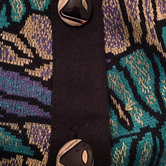 Vintage Pablo Collection Crew Neck Buttoned Sweater Women 14 Green - Picture 6 of 8